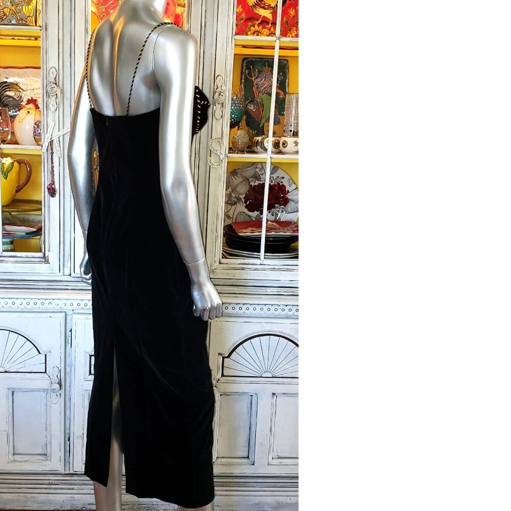 Vintage Betsey Johnson Dress LUXE 90s RUNWAY Black Velvet Midi Slip Size Large - Picture 8 of 15